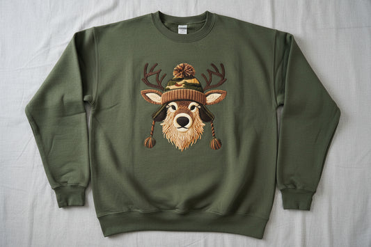 YARN CAMO REINDEER READY TO PRESS DTF PRINT #0426 (ANIMAL LOVERS)
