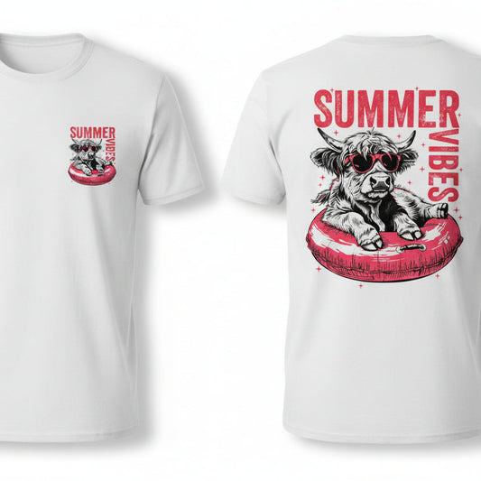 SUMMER VIBES HIGHT LAND GLITTER PRINT WITH A POCKET READY TO PRESS #0431 (HIGHLANDCOW)