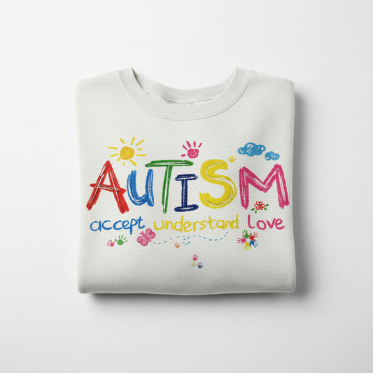 AUTISM ACCEPT UNDERSTAND LOVE READY TO PRESS GLITTER PRINT #0444 (FAITH)