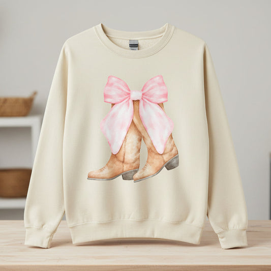 BOOTS WITH PINK BOW READY TO PRESS #0492 (WESTERN)