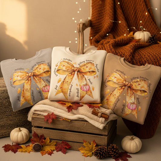 SWEATERS FALLING LEAVES READY TO PRESS GLITTER PRINT #0506 (BOWS)