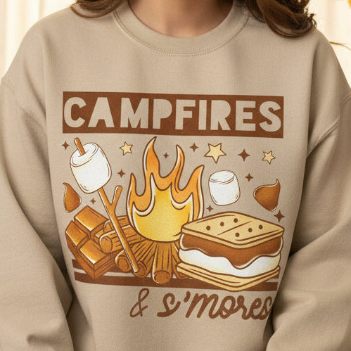 CAMPFIRE & S'MORES READY TO PRESS GLITTER PRINT #0517  (FALL)