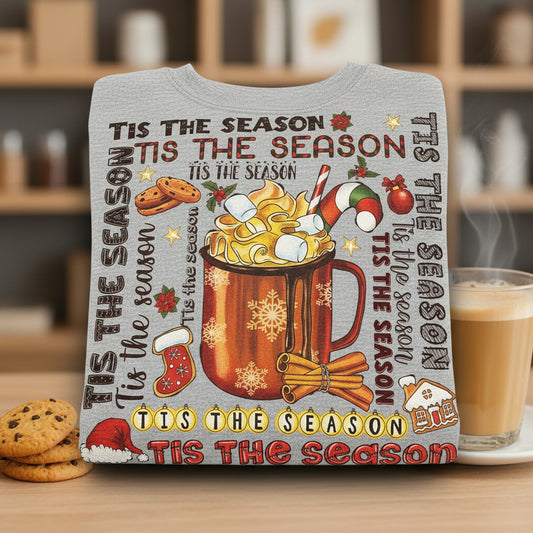 TIS THE SEASON READY TO PRESS GLITTER PRINT #0502 (COFFEE)