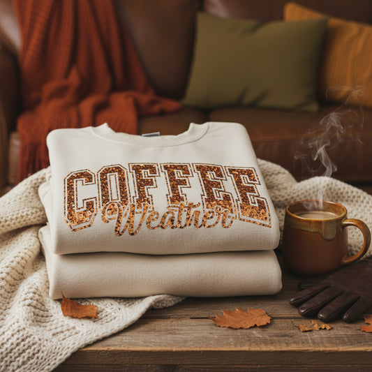 COFFEE WEATHER READY TO PRESS GLITTER PRINT #0501 (COFFEE)