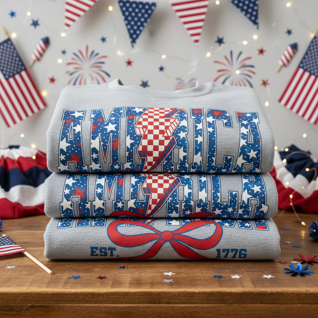 AMERICA GLITTER PRINT #0531 (4TH OF JULY )