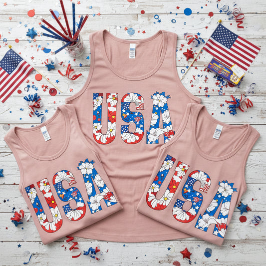 FLOWERS USA DISTRESSED READY TO PRESS #0573 (4TH OF JULY)
