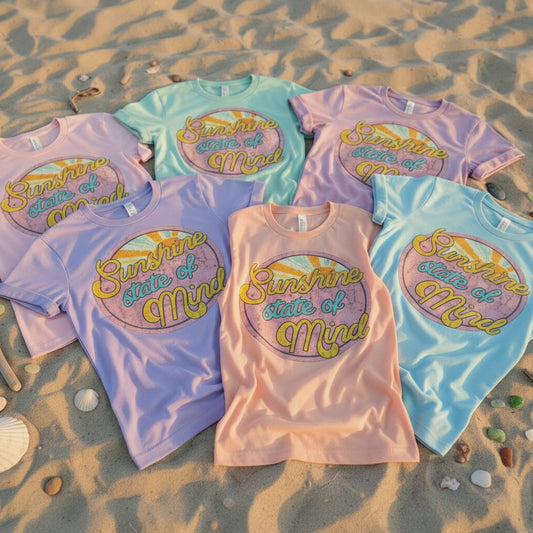 SUNSHINE STATE OF MIND GILLTER DISTREESED PRINT #0580 (SUMMER)