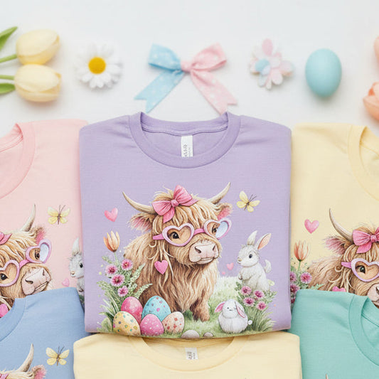 EASTER HIGHLAND COW READY TO PRESS DTF #0601 (HIGHLAND COW)