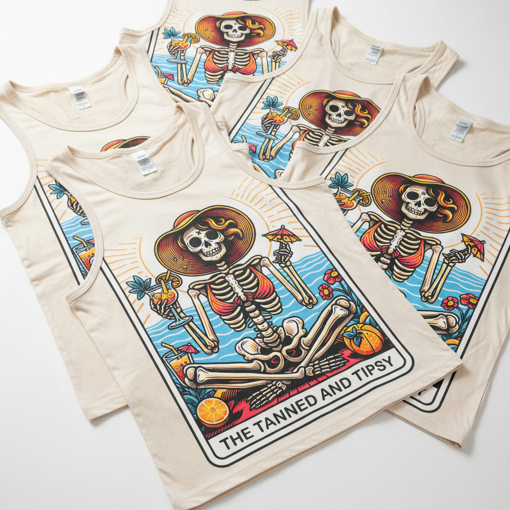 TAROT CARD THE TANNED AND TIPSY READY TO PRESS DTF # 0630 (SUMMER)