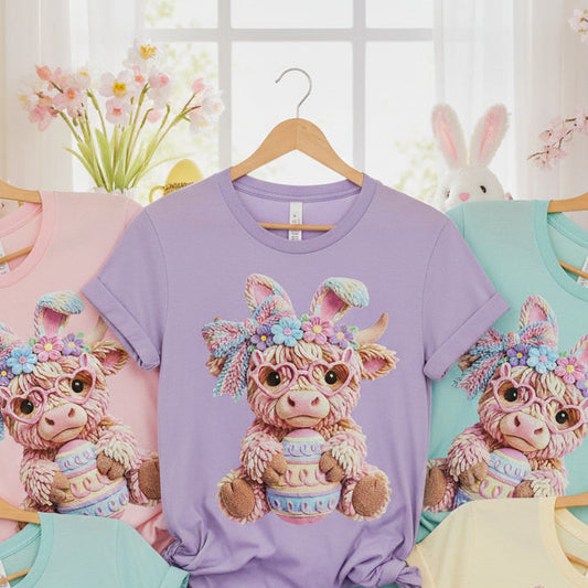 FAUX YARN PASTEL COLOR HIGHLANDCOW READY TO PRESS DTF # 0640 (HIGHLAND COW)