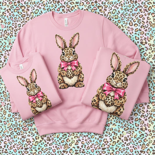 LEOPARD BUNNY RABBIT WITH A BOW READY TO PRESS DTF #0645 (EASTER)