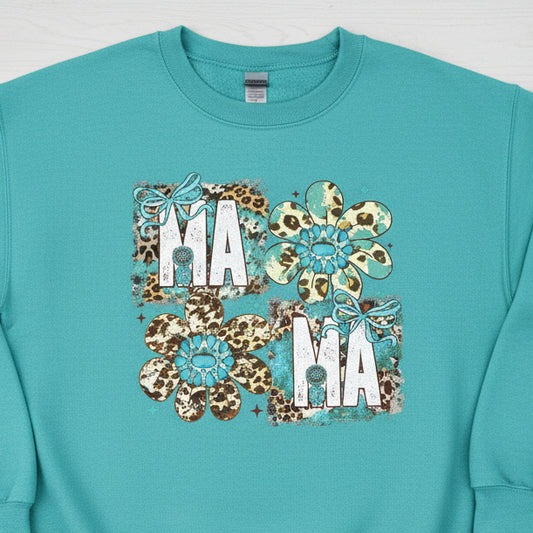 MAMA WESTERN STYLE DISTREESED GILLITTER PRINT #0727  (MAMA)