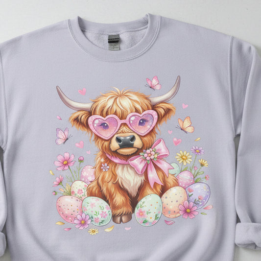 EASTER HIGHLAND COW READY TO PRESS DTF # 0758 (HIGHLAND COW)