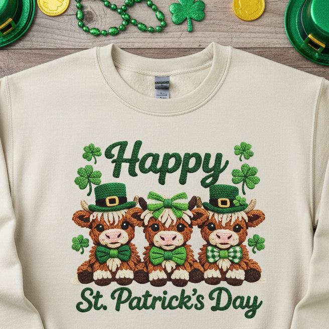 ST PATRICK HIGHLAND COW FAUX YARN PRINT #0760 (HIGHLANDCOW)