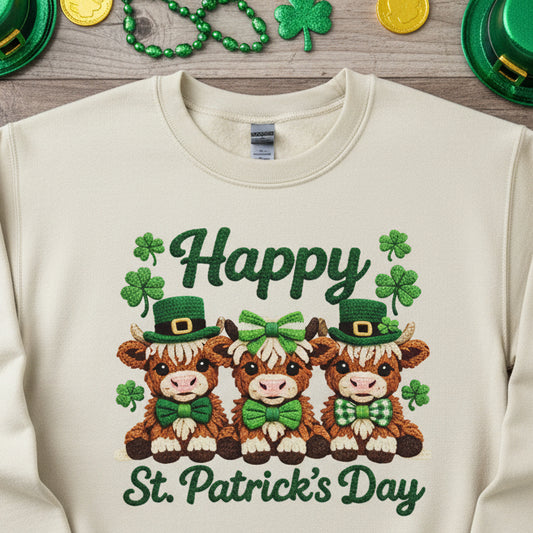 ST PATRICK HIGHLAND COW FAUX YARN PRINT #0760 (HIGHLANDCOW)