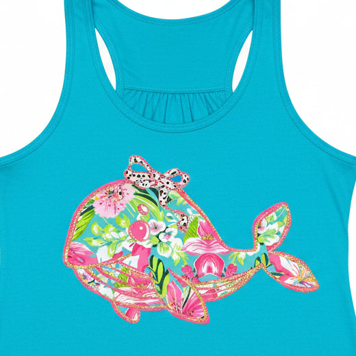 FLOWER WHALE WITH A BOW READY TO PRESS DTF #0766 (SUMMER)