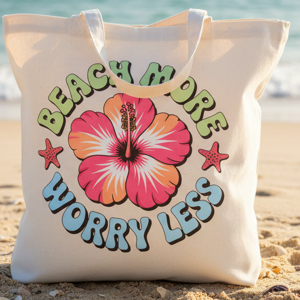 BEACH MORE WORRY LESS DTF READY TO PRESS #0768 (SUMMER)