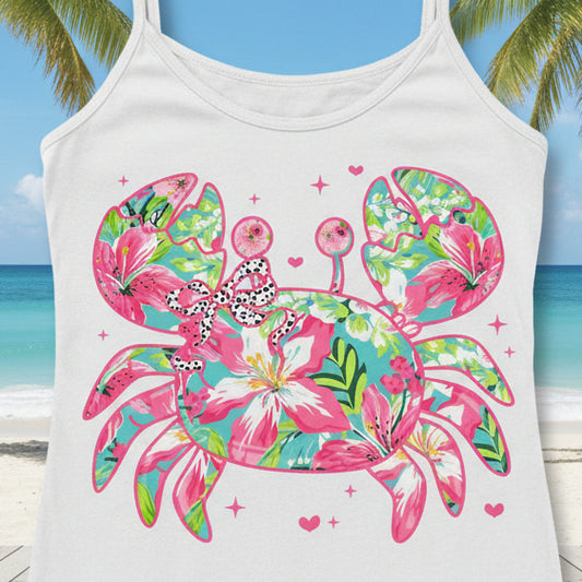 SUMMER CRABY WITH A BOW READY TO PRESS DTF #0778  (SUMMER)