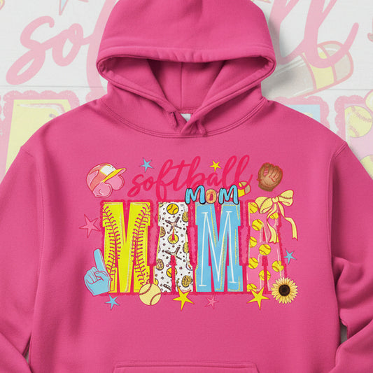 SOFT BALL MAMA PASTEL COLORS READY TO PRESS DTF #0784 (MAMA)