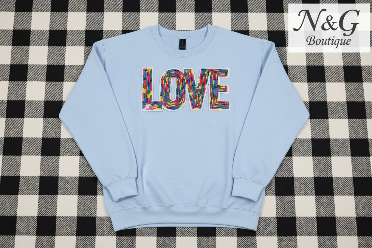 LOVE SEQUIN CHENILLE PATCH #0016 (ALL SEASON) (VALENTINE)