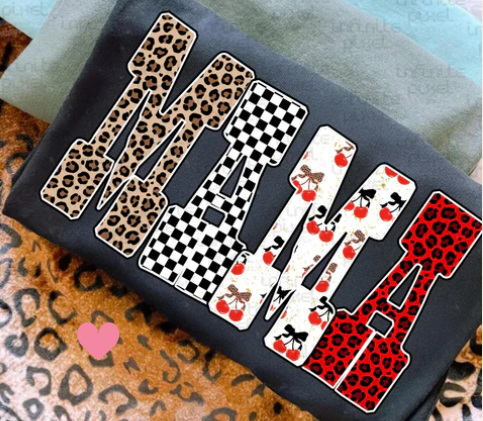 #1017 LEOPARD MAMA WITH CHERRIES GLITTER