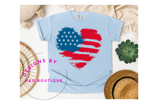 RETRO PATRIOTIC HEART DTF OR SUBLIMATION PRINT #353 AVAILABLE TO PRINT