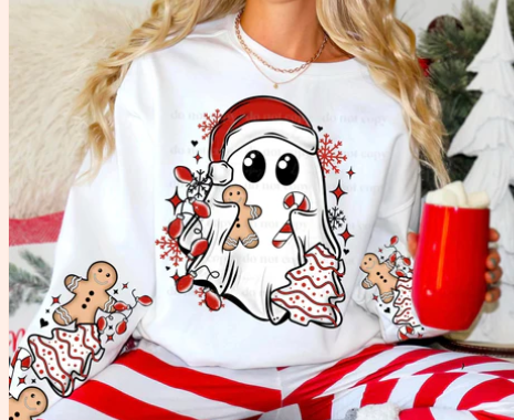 #1008 GINGERBREAD GHOST CHRISTMAS WITH SLEEVES GLITTER