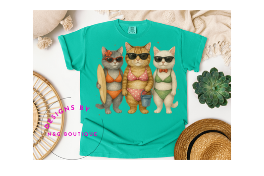 SURFING CATS DTF OR SUBLIMATION PRINT #487
