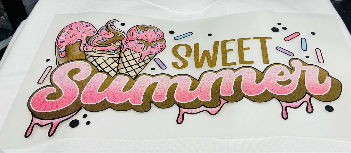 SWEET SUMMERTIME ICE CREAM CONES GLITTER CLEAR FILM #0003 (SUMMER) (ALL SEASON)