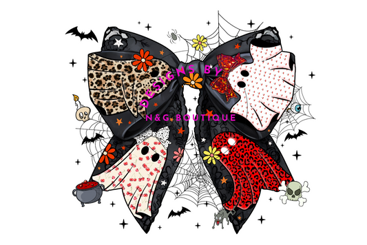 #778 Colorful Ghost Bow T-shirt - Halloween Design