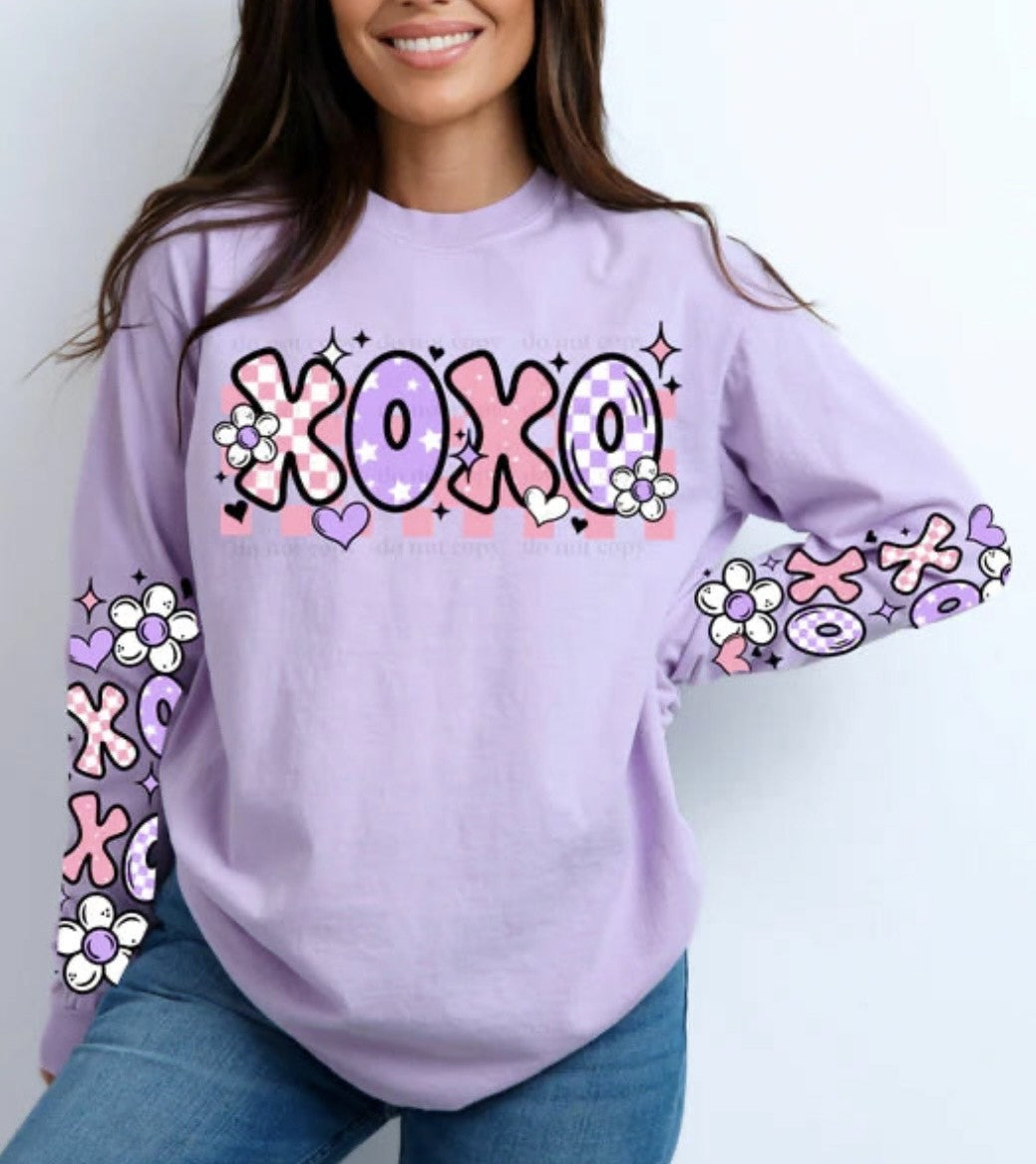 XOXO PINK AND PURPLE WITH TWO SLEEVES GLITTER CLEAR FILM #0009 (VALENTINES)