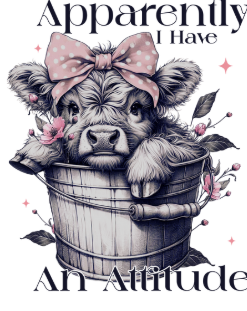 Apparently, I Have An Attitude Highland Cow #071 Available in Sublimation and DTF Just Pick Your Shirt