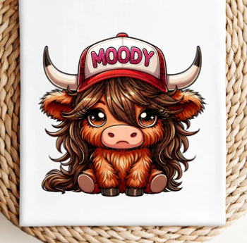 #1045 MOODY HIGHLAND COW GLITTER
