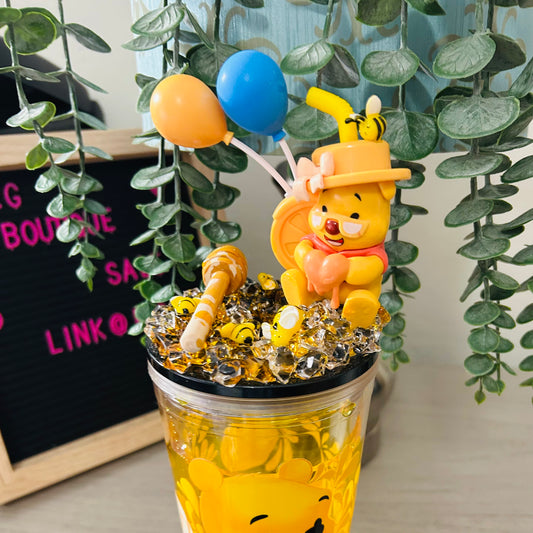 Premade Winnie Decorated Top 24 oz Double Wall Honey Drip Tumbler