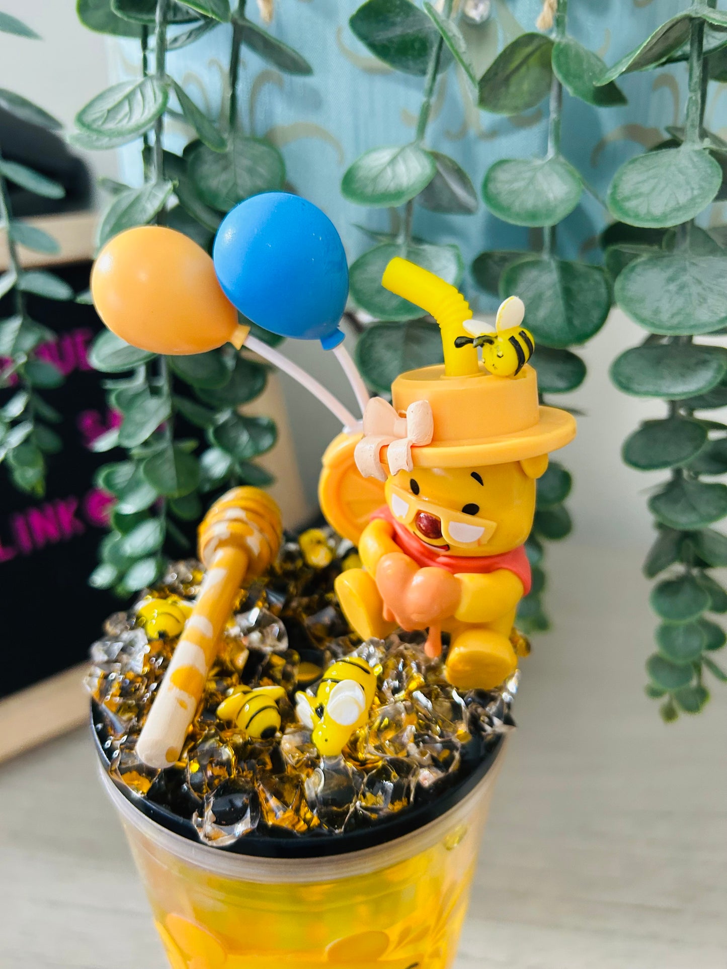 Premade Winnie Decorated Top 24 oz Double Wall Honey Drip Tumbler