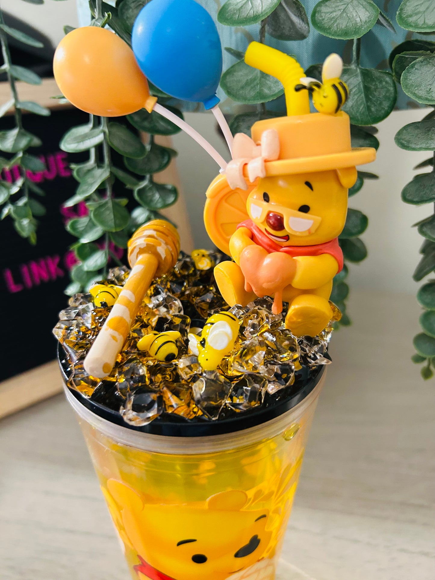 Premade Winnie Decorated Top 24 oz Double Wall Honey Drip Tumbler