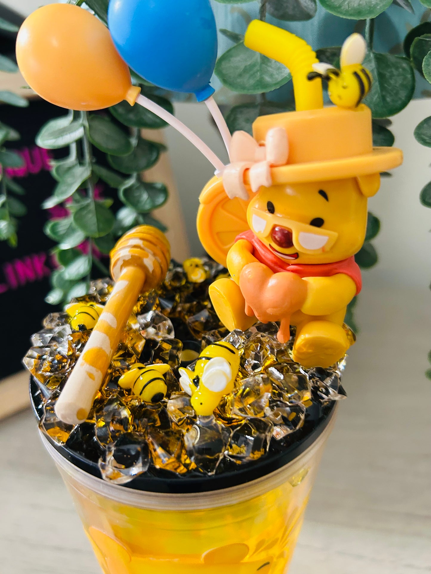 Premade Winnie Decorated Top 24 oz Double Wall Honey Drip Tumbler